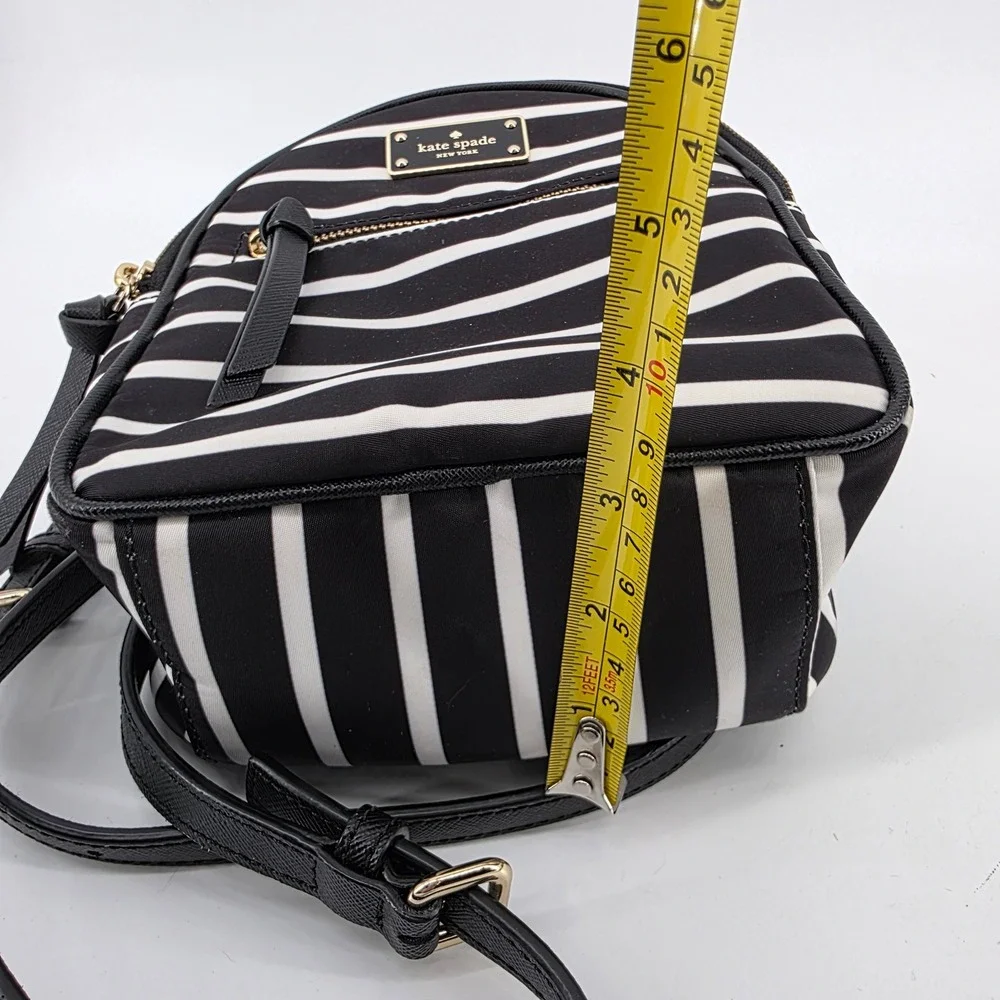 Kate Spade Striped Mini Backpack Black White Nylon Gold Hardware Bag